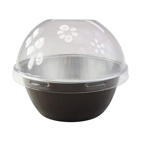 KitchenDance - Molde desechable de papel de aluminio de colores con tapas, sartenes redondas antiadherentes de 4 onzas, perfectas para el hogar, panaderías, restaurantes, paquete de 100, ALU-50 (tapa