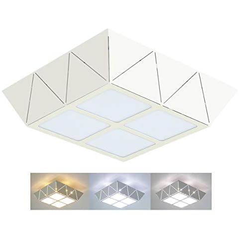 HAWEE 12W Modern Ceiling Lamp LED Ceiling Light Color Switchable Square Iron Hollow-Carved for Bedroom, Hallway, Living Room, Corridor, Stairs, 3 in 1 Version(Warm White/Neutral White/Cool White) Cover