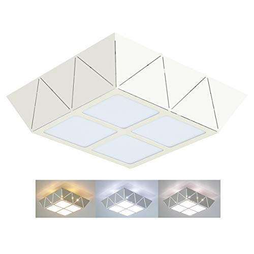 Preisvergleich Produktbild HAWEE 12W Modern Deckenleuchte LED Deckenlampe Farbtemperatur Schaltbare Quadratisch Eisen Hohle-Geschnitzte Für Schlafzimmer, Flur, Wohnzimmer, Treppe, 3 In 1 Version(Warmweiß / Neutralweiß / Kaltweiß)