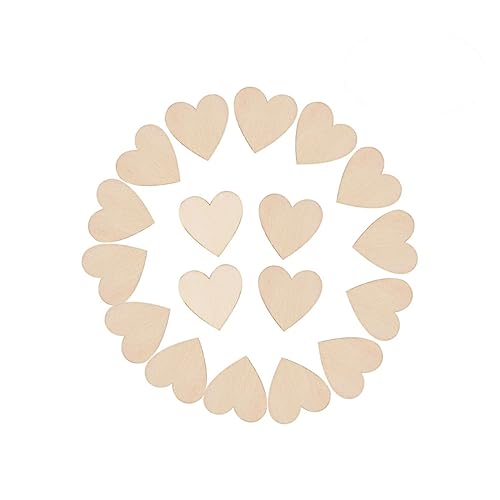 DOITOOL 25pcs Natural Wood Heart Discs for DIY Crafts Smooth Finish Log Slices for Embellishments Scrapbooking Decoupage and Art Projects Crafting Material