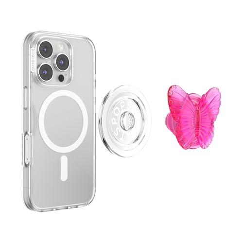 Image of PopSockets Phone Grip for MagSafe, Magnetic Holder, Phone Stand, Butterfly - Molded Butterfly Magenta