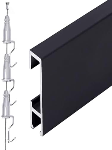 Adjustable Black Wall Mount Art Rail Picture Hanging Kit - 98in Artwork Display Wire for Office & Museum, Perfect for Framed Photos and Artworks