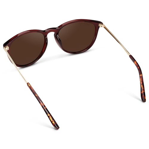 Image of WearMe Pro Round Polarized Sunglasses for Women - UV400 Protection, Lightweight Frame, Vintage Retro Style