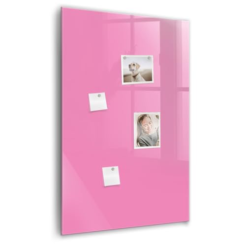 Tableau magnétique en verre rose 60x90 pour effacer facilement les notes sans traces