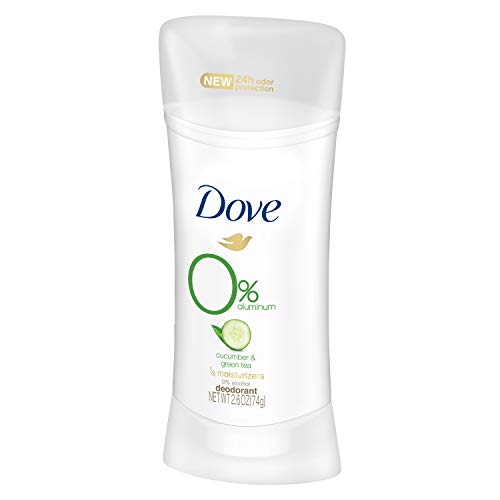 Image of Dove 0% Aluminum Deodorant for Women Moisturizers Cucumber & Green Tea with 24-Hour Odor Protection,2.6 Ounce (Pack of 3)