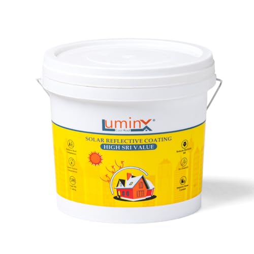 LuminX : Solar Reflective roof Coating |Summer Cool roof | Heat Resistance Paint | High SRI (5 Kg, 150 sqft), WHITE