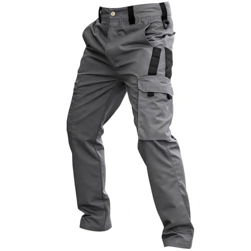 HOMUG Tactical Work Pants for Men Ripstop Grey 32Wx30L