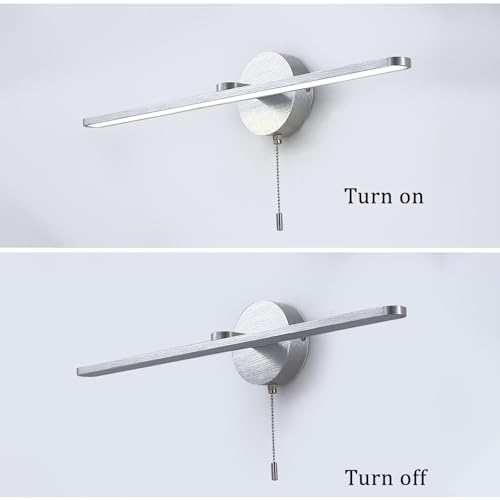 Aplique de pared LED de 60cm con interruptor de cremallera para espejo de baño moderno plata 4