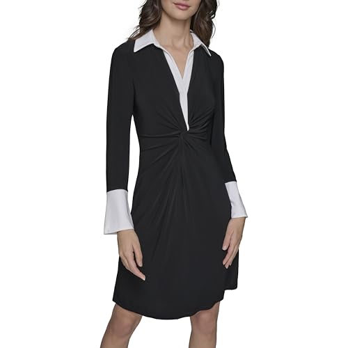 Robe Karl Lagerfeld décontractée à manches longues et col boutonné pour femme chic