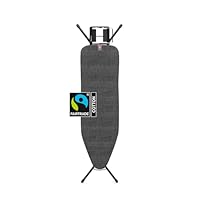 Brabantia - Ironing Board B - With Adjustable Iron Rest - Adjustable in Height - Non-Slip Rubber Feet - Cotton Cover with Foam Layer - Foldable - Denim Black - 124x38 cm