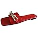 Julhold Sandalen Offen Strandschuhe Hauschuhe Riemchensandalen Frauen Flat Sqaured Toe Tägliche Hausschuhe Outdoor Chain Slip On Schuhe Sommerschuhe Kettendekoration(Rot,42)