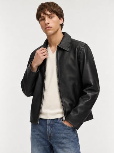 EXOTIX Black Boxy Crop Leather Jacket for Men - Image 6