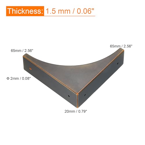 Image of uxcell Corner Protectors, 4Pcs 2.56 inch - Metal Corner Protector, Vintage Decorative Corner Brackets with Screws, Edge Guards for Furniture Box Table (Bronze)