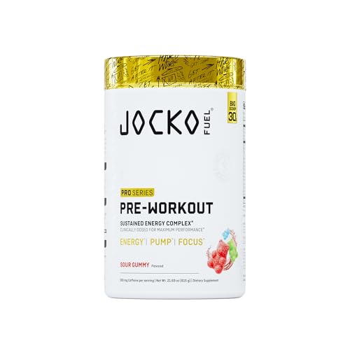Jocko Fuel Preworkout Pro Series, Sour Gummy, Elite Performance Energy, Focus, Pump Formula, 300mg Natural Caffeine, L-Citrulline, Alpha GPC, L-Tyrosine, Peak ATP, High Intensity Training, 20 Servings