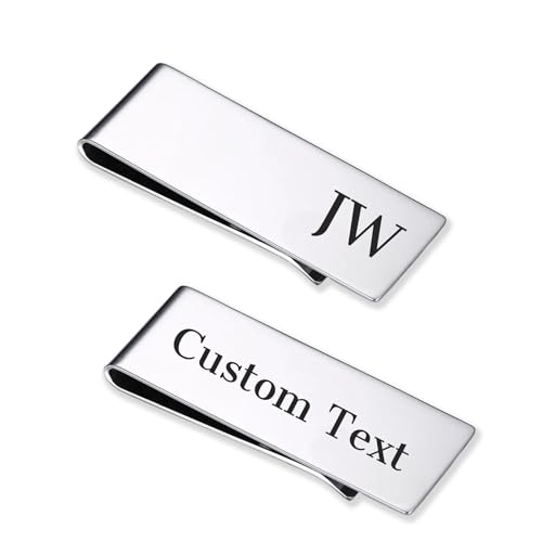 2PCS Custom Initials Money Clip,Personalized Stainless Steel Money Wallet,Engrave Monogram/Date/Text,Cash Clip Gift for Men Father's Day Birthday Wedding Gift
