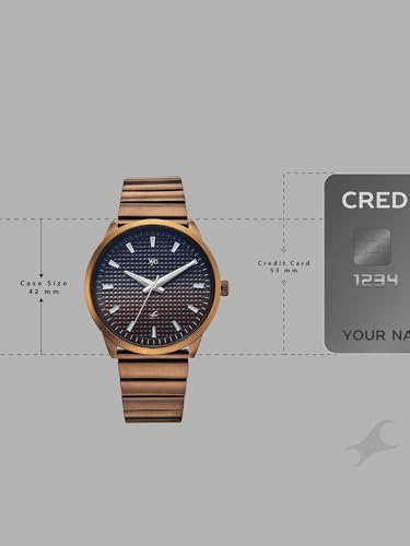Image of Fastrack Vyb Arcane with Quartz Analog Black+Coffee Dial Coffee Brown Stainless Steel Strap Watch for Men - FV30047QM01W