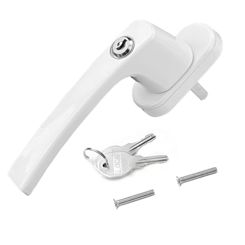 WUWWUT Universal UPVC Window Handle - White, Durable Replacement Handle for UPVC Windows, Left & Right Handed Window Catch Lockable with Keys