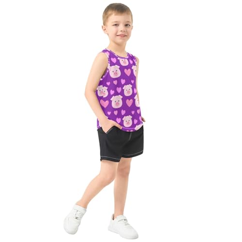 J JOYSAY Cartoon Heart Violet Boys Tank Top Sleeveless Muscle Shirts Quick Dry Kids T-Shirts 3-15T4
