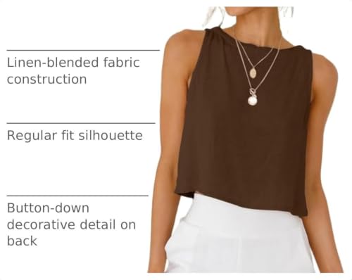 Image of IDEALSANXUN Womens Linen Crop Tank Tops 2026 Spring Summer Sleeveless Tops