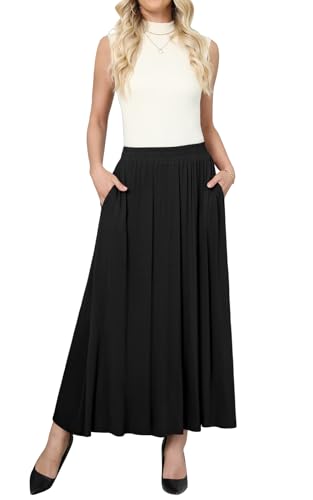 Women's Maxi Skirt Flowy High Waisted Casual Long Skirts with Pockets4