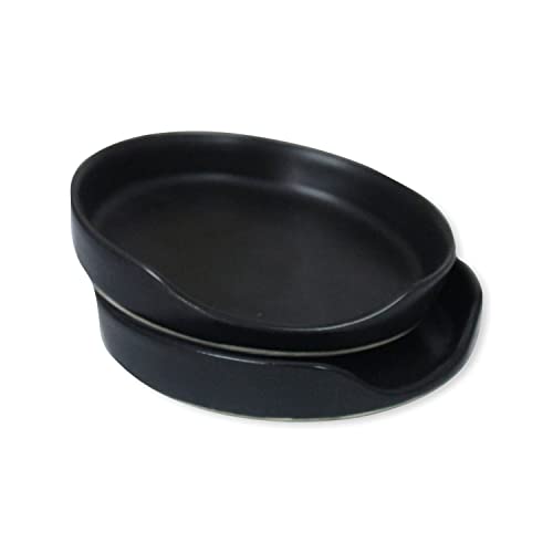 Roro Minimalist Stackable Ceramic Kitchen Spoon Rest & Spatula Holder, Matte Black, Small Counter Top, Set Of 2 #TOP2