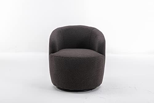 Sillón redondo tapizado teddy moderno gris oscuro miniatura 6