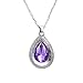 Princess Sofia the First Purple Teardrop Crystal Royal Amulet Rhinestone Silver Tone Pendant Necklace