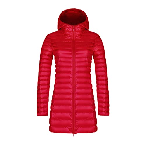 Veste longue en duvet femme contre le froid et le vent d'hiver rouge S