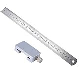 30cm Steel Ruler + 26mm Aluminum Alloy Ruler Stopper, Portable Woodworking Marking Locator with Pocket Clip