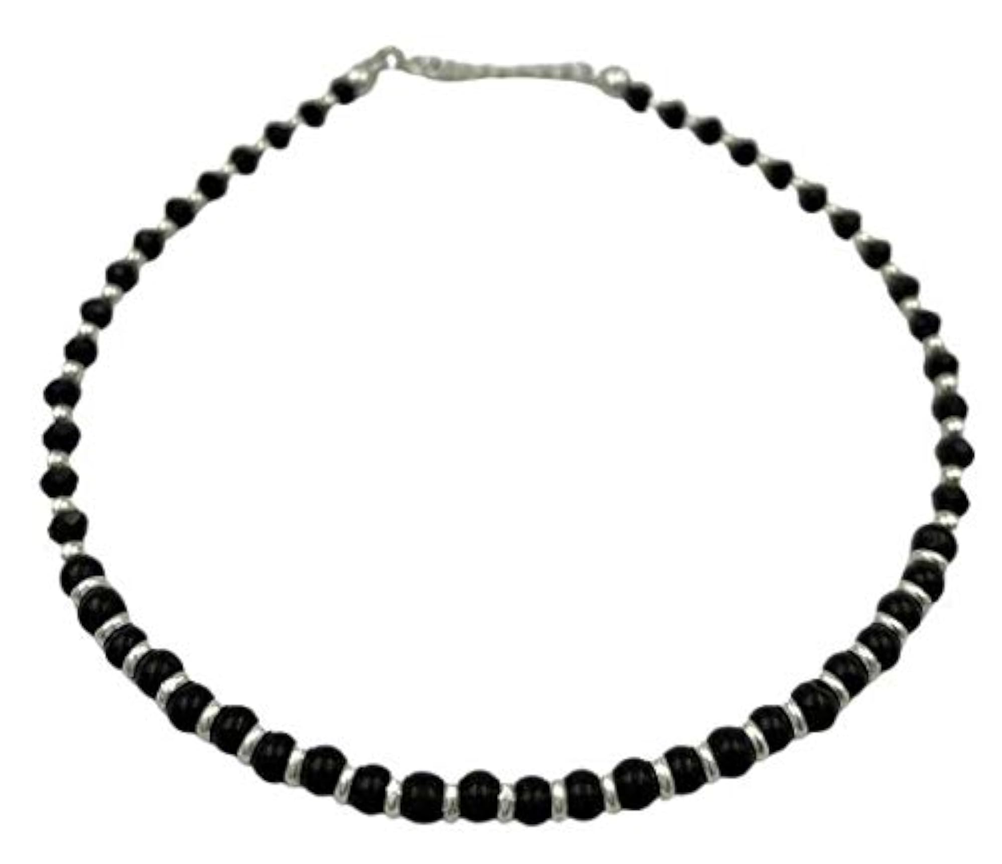 Women's 925 Sterling Silver Nazariya Anklet with Black Beads