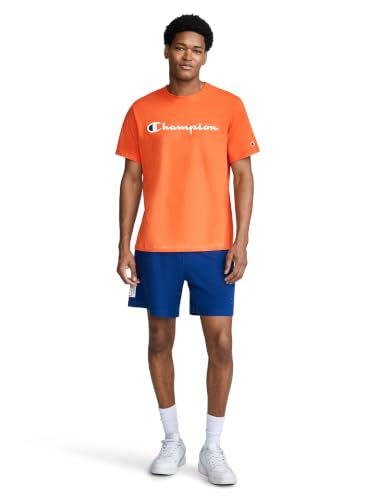 Image of Champion Men's Graphic Short Sleeve T-Shirt, Standard Fit, Classic Script Logo, Midweight 100% Cotton