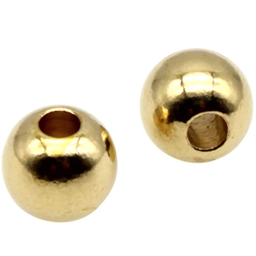 FDXGYH 100 Pcs Smooth Round Spacer Beads Brass 6mm Round
