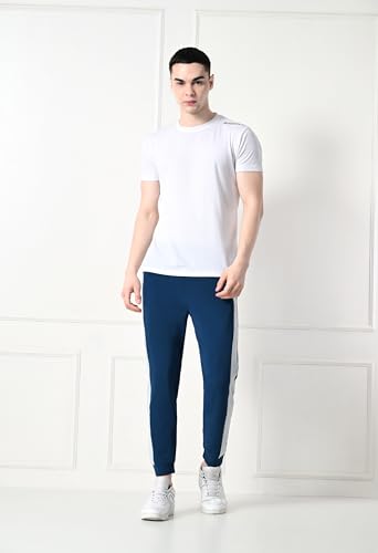 Image of Men's Dobby Lycra Striped Gym, Yoga & Sports Wear Stretchable Dri Fit Track Pant & Jogger with Zipper Pockets Black Large