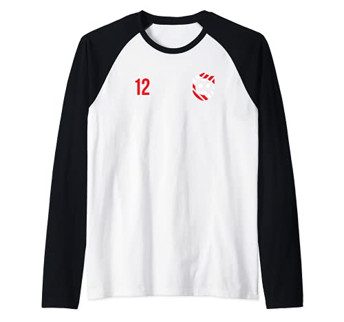 Flag Austria Raglan Baseball Tee, Black