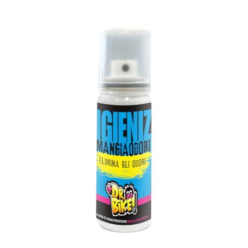 DR. BIKE Igeniz Mangiaodori Elimina odori 100ml. Deodorante Spray Multiuso Scarpe, Guanti, Giacche, Pantaloni. Deodorante per caschi. Igienizzante Spray Interni Casco. Non danneggia i Tessuti.