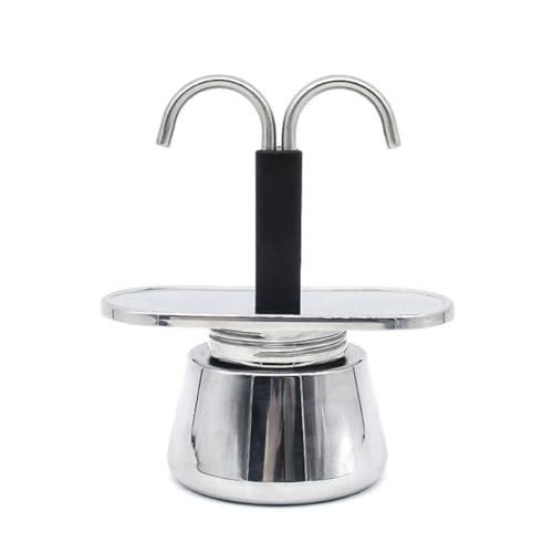Cafetera para estufa, cafetera Moka, cafetera espresso, acero inoxidable, preparación rápida, portátil, 100 ml, color plateado, para el hogar, viajes, camping