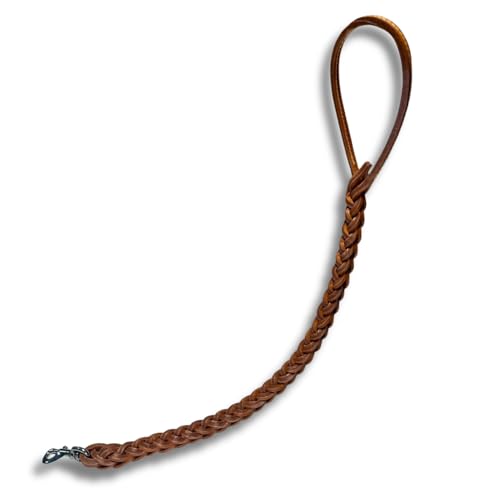 Pet's Market Guinzaglio Cane Cani 75 cm in Cuoio Tripla Treccia Color Neutro Presa Comoda Gancio Robusto (75 cm)