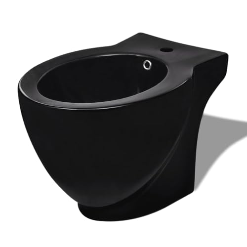 vidaXL Design Stand WC Bidet Bodenstehend Spülkasten Keramik Schwarz Toilette – Bild 5