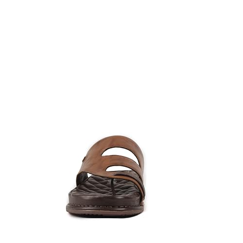 Image of Pierre Cardin PC1047 Leather Casual Thong Sandals for men Cafe 44