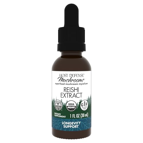 Host Defense Reishi Extract - Heart & Immune Health Support Supplement - Mushroom Supplement to Support Energy & Vitality - Reishi Supplement to Aid Overall Well-Being - 1 fl oz (30 Servings)*