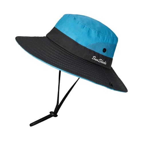 Image of Womens Foldable Wide-Brim UV-Protection Sun-Hat with Ponytail Hole