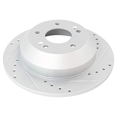 Image of TRQ Performance Rear Brake Pad and Rotor Set Ceramic Coated Drilled Slotted Rotors Compatible with 2015-2020 Kia Sedona