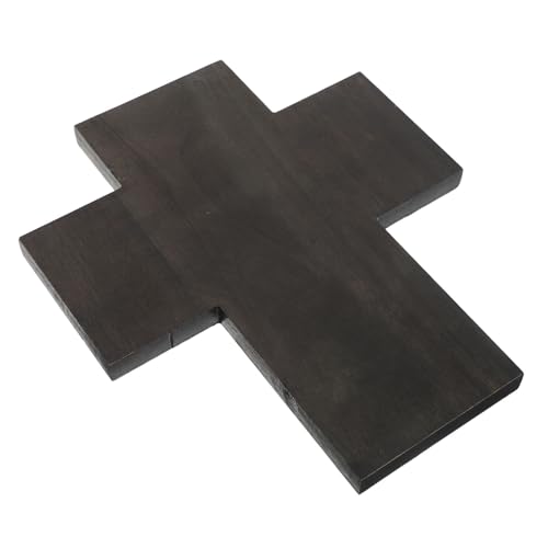 SMASOLO Vassoio la Prima Comunione in Legno Nero 26x22x1,5 Cm Croce Battesimale Incisa, Piatto Cerimoniale per Battesimo e Decorazione Religiosa da Tavolo