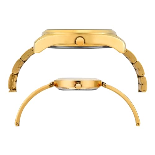 TIMEX Stainless Steel Unisex Pairs Beige Round Analog Dial Watch- Tw00Pr307 - Image 3