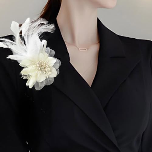 Image of Extra Large Flower Brooches for Women Lapel Pins Dainty Fabric Brooches Big Camellia Lady Flower Fascinator Hatpin Hair Clip for Wedding Prom Party Dance Banquet Ceremony Clothes Accessories Jewelry