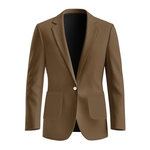 Mens Sport Coat Casual One Button Business Office Blazer Stretchy Notched Lapel Suit Jacket with Pockets Size S-5XL