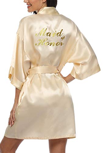 Image of Giova Women Bridal Robe for Bride and Bridesmaid Getting Ready Wedding Party Bathrobe