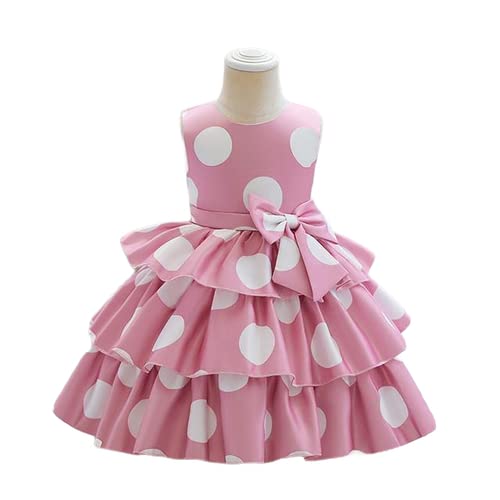 Baby-Girl's Satin Blend A-Line Knee-Length Pink Polka DOT Frock