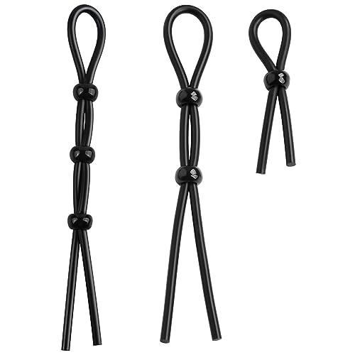 SXOVO Anillo Pene Silicona Cockring Cuerda de Destricción para Pene Anillos Pene para Mejorar la Ereccion y Prolongar el Sexo Juguetes Sexuales Eróticos para Hombre (Negro, 3 Piezas)