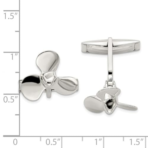 Mancuernillas hombre hélice plata 925 pulidas miniatura 2
